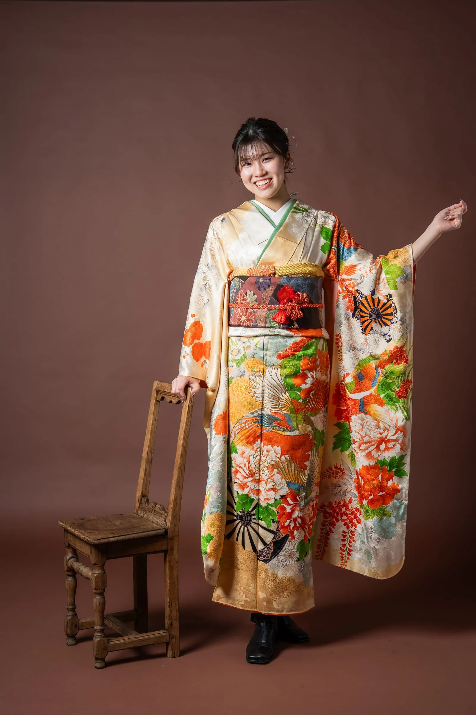 振袖姿の成人式の記念写真