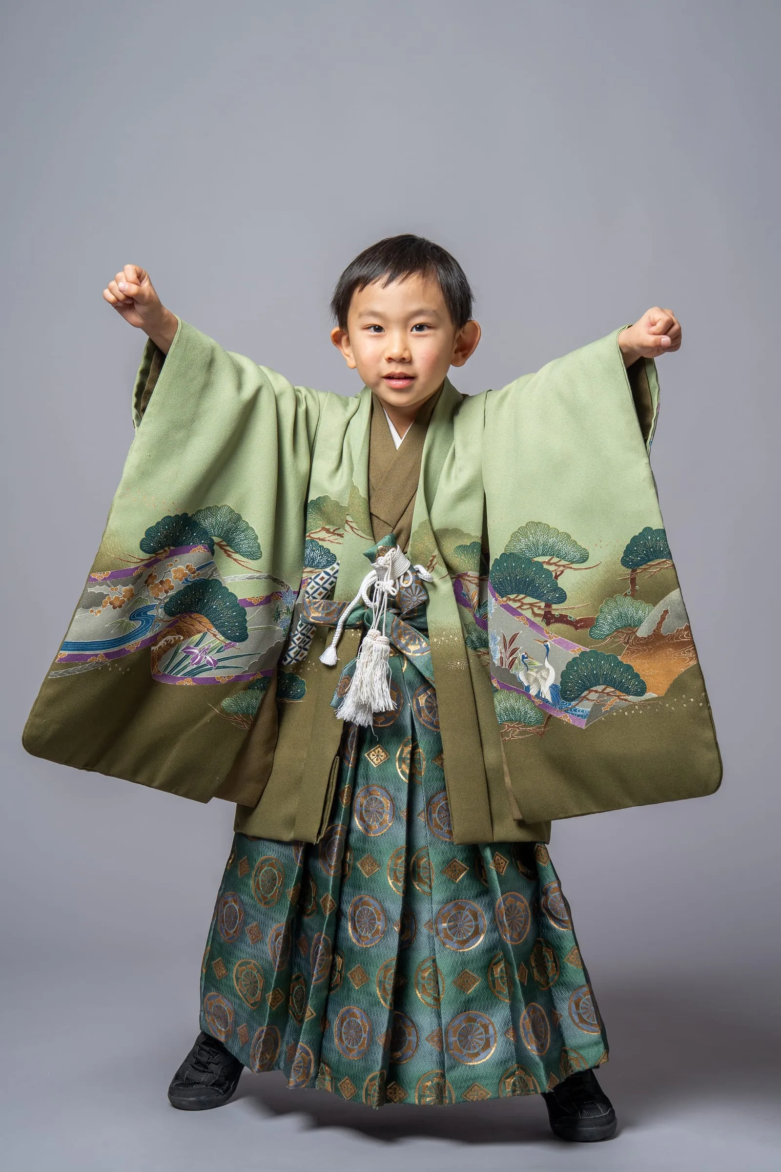 羽織袴姿の七五三の記念写真